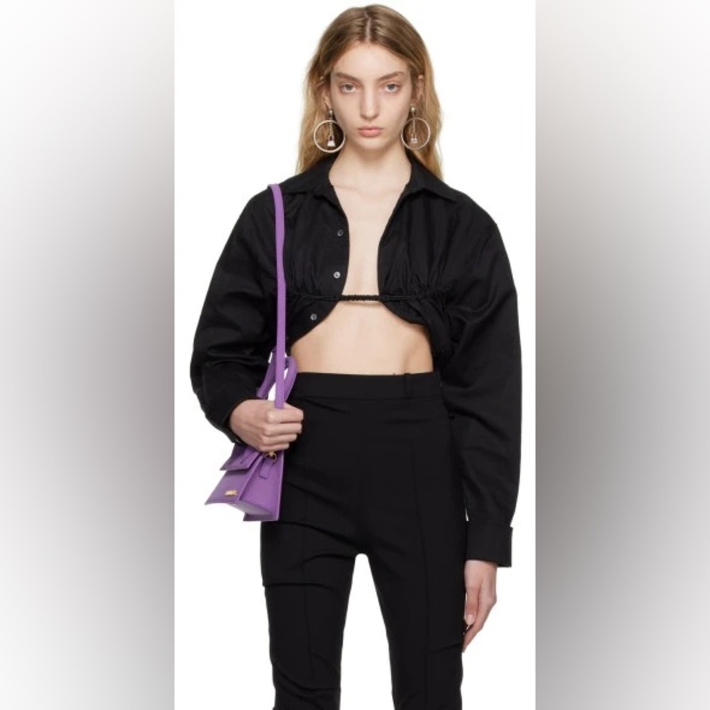 JACQUEMUS Black Le Raphia 'La Chemise Machou' Shirt